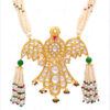 Pearl, Emerald, Ruby & Sapphire Studded Eagle Shaped Necklace In Silver SN-1029
