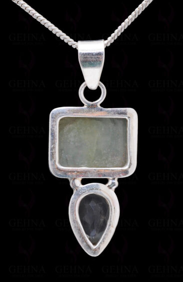 Green Amethyst & Aquamarine Gemstone 925 Sterling Silver Pendant Sp031029