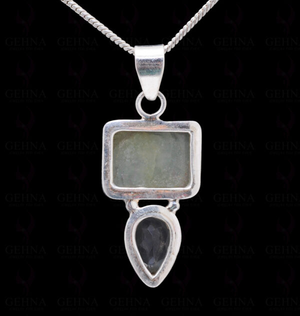 Green Amethyst & Aquamarine Gemstone 925 Sterling Silver Pendant Sp031029