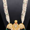 Pearl, Emerald, Ruby & Sapphire Studded Eagle Shaped Necklace In Silver SN-1029