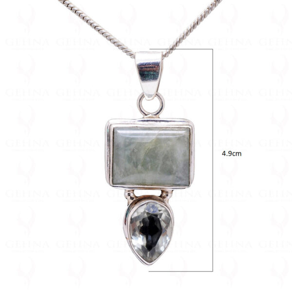 Green Amethyst & Aquamarine Gemstone 925 Sterling Silver Pendant Sp031029