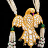 Pearl, Emerald, Ruby & Sapphire Studded Eagle Shaped Necklace In Silver SN-1029