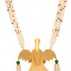 Pearl, Emerald, Ruby & Sapphire Studded Eagle Shaped Necklace In Silver SN-1029