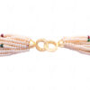 Pearl, Emerald, Ruby & Sapphire Studded Eagle Shaped Necklace In Silver SN-1029