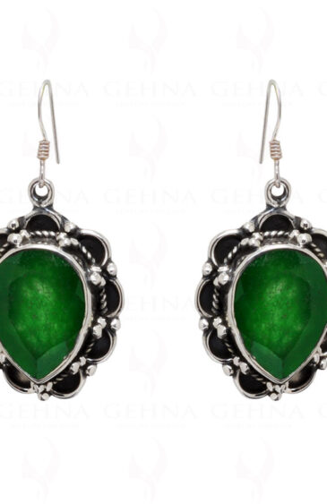 Green Onyx Pear Shaped Gemstone Studded 925 Sterling Silver Earrings SE04-1030