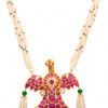 Pearl, Emerald, Ruby & Sapphire Studded Eagle Shaped Necklace In Silver SN-1030