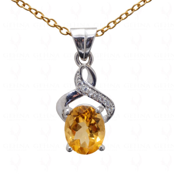 Natural Citrine Gemstone Studded 925 Sterling Silver Pendant Sp011030