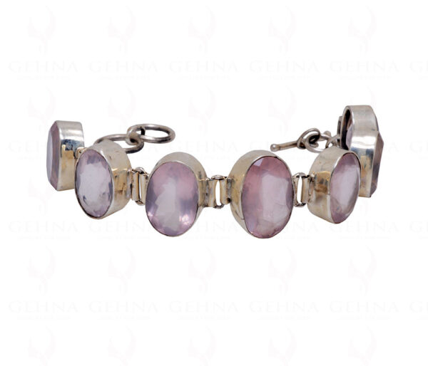 Rose Quartz Gemstone Studded 925 Sterling Solid Silver Bracelet Sb1030