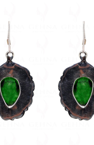 Green Onyx Pear Shaped Gemstone Studded 925 Sterling Silver Earrings SE04-1030
