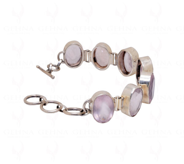 Rose Quartz Gemstone Studded 925 Sterling Solid Silver Bracelet Sb1030