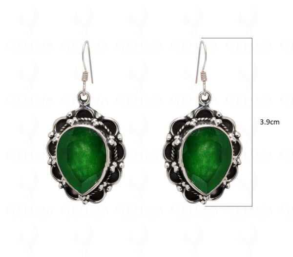 Green Onyx Pear Shaped Gemstone Studded 925 Sterling Silver Earrings SE04-1030