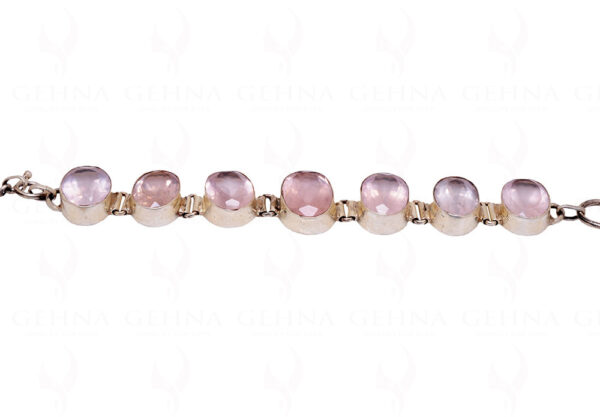 Rose Quartz Gemstone Studded 925 Sterling Solid Silver Bracelet Sb1030