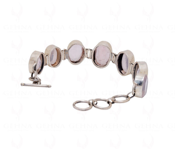 Rose Quartz Gemstone Studded 925 Sterling Solid Silver Bracelet Sb1030
