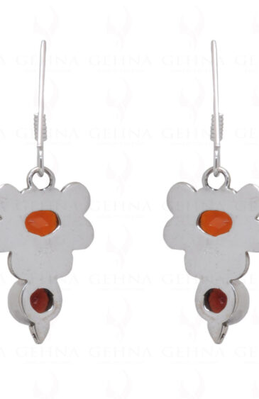 Carnelian & Red Garnet Gemstone Studded 925 Sterling Silver Earrings SE04-1031