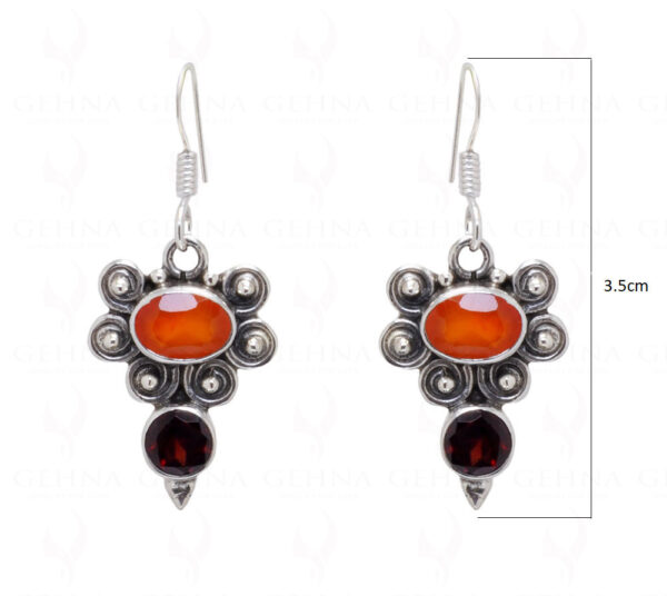 Carnelian & Red Garnet Gemstone Studded 925 Sterling Silver Earrings SE04-1031