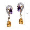 Amethyst & Topaz Gemstone 925 Sterling Sillver Pendant & Earring Set SP04-1031