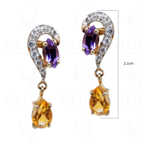 Amethyst & Topaz Gemstone 925 Sterling Sillver Pendant & Earring Set SP04-1031