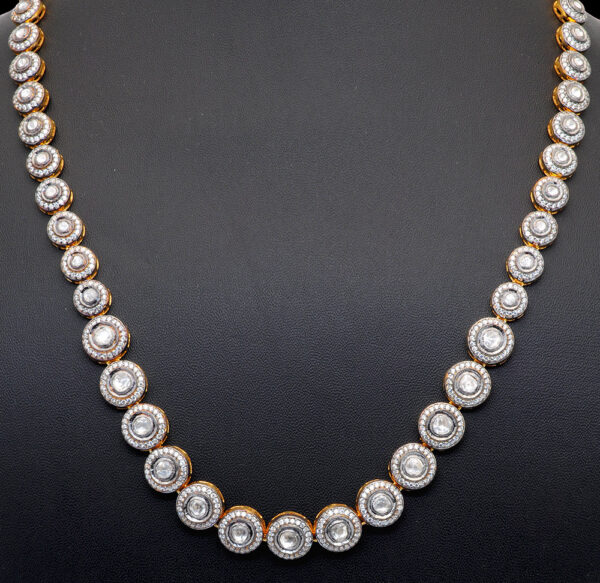 Stylish Topaz Round Shaped Gemstone Studded Necklace Set In 925 Silver SN-1031