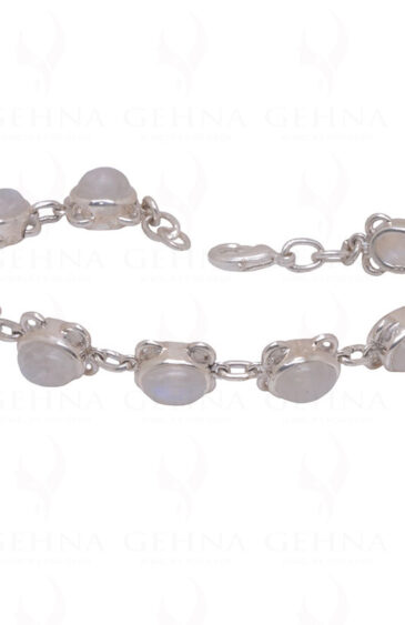 Rainbow Moonstone Gemstone Studded 925 Sterling Solid Silver Bracelet Sb1032