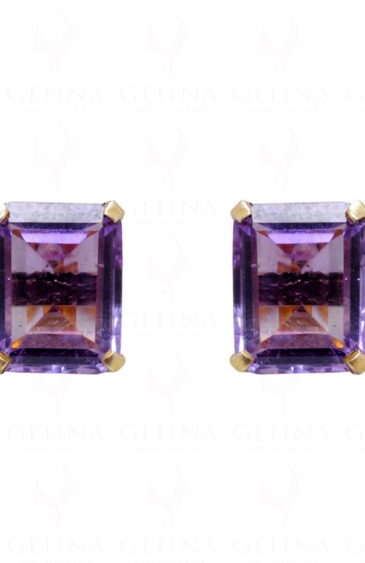 Amethyst Octagon Shape Gemstone Studded 925 Sterling Silver Earrings Se011032