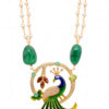 Emerald, Garnet & Topaz Studded Peacock Shape Necklace Set In 925 Silver SN-1032
