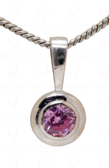 Kunzite Diamond Cut Round Gemstone 925 Silver Pendant SP02-1032