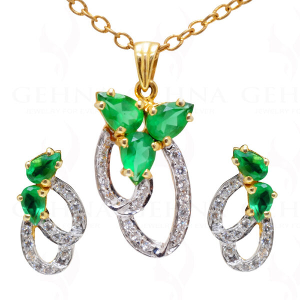 T-Savorite & Topaz Gemstone 925 Sterling Silver Pendant & Earring Set SP04-1032