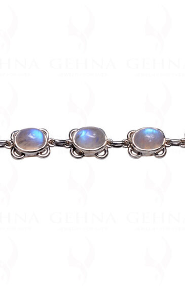 Rainbow Moonstone Gemstone Studded 925 Sterling Solid Silver Bracelet Sb1032
