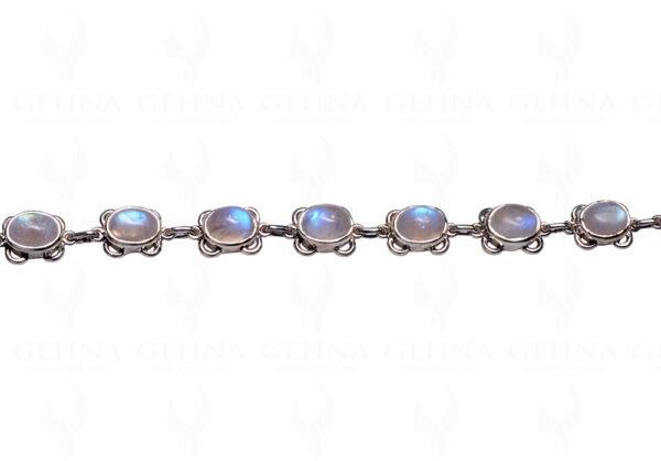 Rainbow Moonstone Gemstone Studded 925 Sterling Solid Silver Bracelet Sb1032