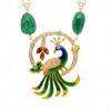 Emerald, Garnet & Topaz Studded Peacock Shape Necklace Set In 925 Silver SN-1032