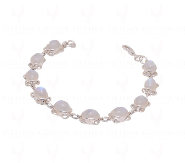 Rainbow Moonstone Gemstone Studded 925 Sterling Solid Silver Bracelet Sb1032