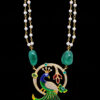 Emerald, Garnet & Topaz Studded Peacock Shape Necklace Set In 925 Silver SN-1032