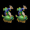 Emerald, Garnet & Topaz Studded Peacock Shape Necklace Set In 925 Silver SN-1032