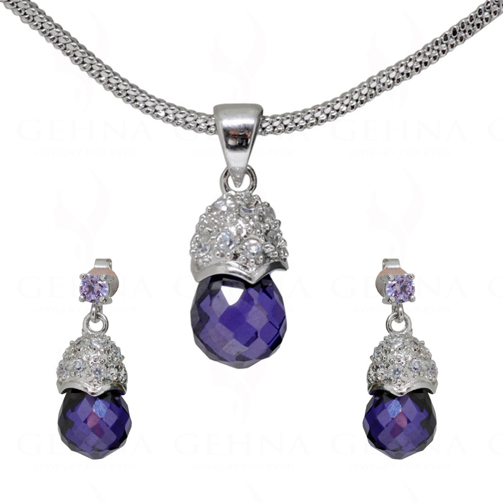 Amethyst & Topaz Gemstone 925 Sterling Silver Pendant Set SP04-1033