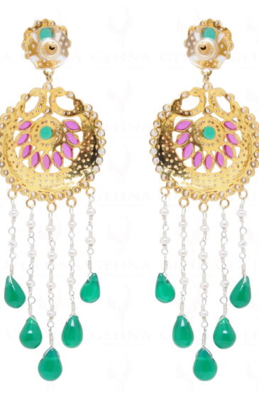 Emerald, Ruby & Multicolor Gemstone Studded 925 Silver Earrings Se011033