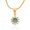 Turquoise & Topaz Gemstone Studded Flower Shaped Necklace Set In Silver SN-1033