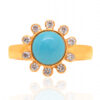 Turquoise & Topaz Gemstone Studded Flower Shaped Necklace Set In Silver SN-1033