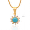 Turquoise & Topaz Gemstone Studded Flower Shaped Necklace Set In Silver SN-1033