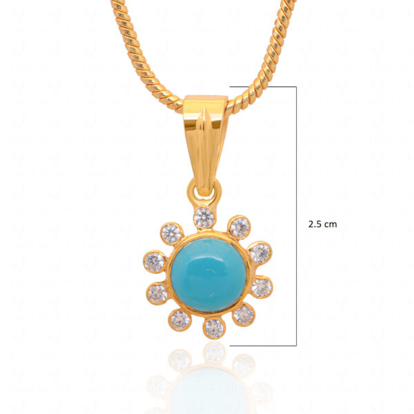 Turquoise & Topaz Gemstone Studded Flower Shaped Necklace Set In Silver SN-1033