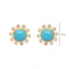 Turquoise & Topaz Gemstone Studded Flower Shaped Necklace Set In Silver SN-1033
