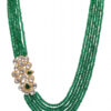 Emerald & White Sapphire Pendant With 6 Rows Emerald Faceted Beads SN-1034