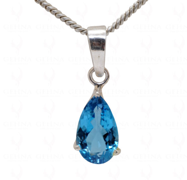 London Blue Color Blue Topaz Pear Shape Gemstone 925 Silver Pendant SP02-1034