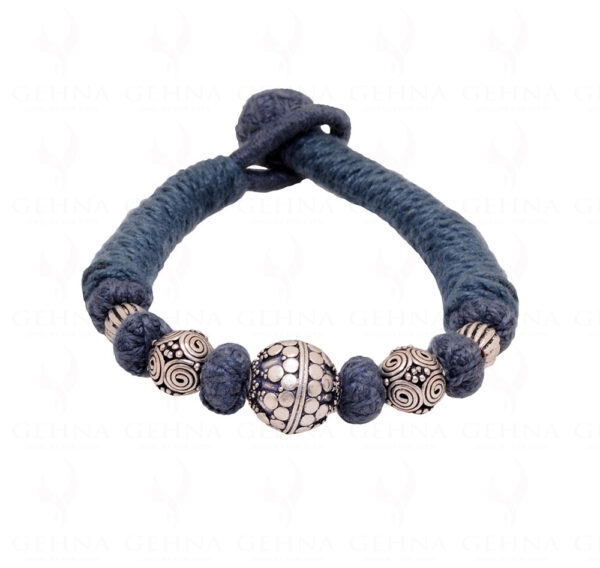 925 Sterling Solid Silver Oxidized Bead Bracelet Sb1034