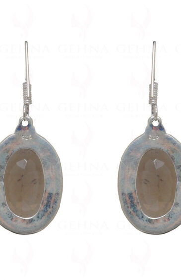 Smoky Quartz Oval Shaped Gemstone Studded 925 Sterling Silver Earrings SE04-1034