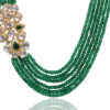 Emerald & White Sapphire Pendant With 6 Rows Emerald Faceted Beads SN-1034