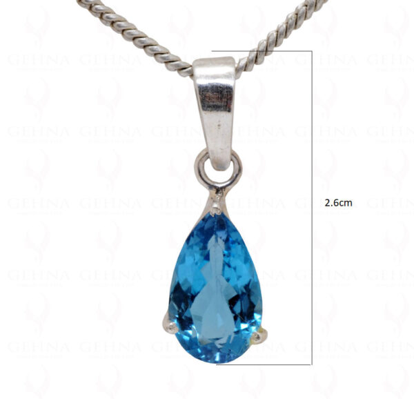 London Blue Color Blue Topaz Pear Shape Gemstone 925 Silver Pendant SP02-1034