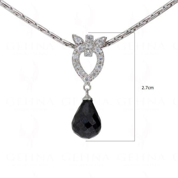 Black Spinel & Topaz Gemstone Studded 925 Sterling Silver Pendant Set SP04-1034