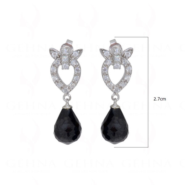 Black Spinel & Topaz Gemstone Studded 925 Sterling Silver Pendant Set SP04-1034