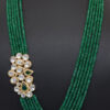 Emerald & White Sapphire Pendant With 6 Rows Emerald Faceted Beads SN-1034