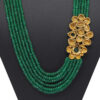 Emerald & White Sapphire Pendant With 6 Rows Emerald Faceted Beads SN-1034